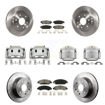 Front Rear Brake Caliper Rotors Semi-Metallic Pad Kit (10Pc) For Chevrolet Avalanche GMC KC8-101218S