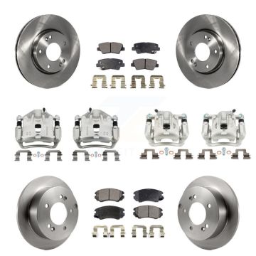 Front Rear Brake Caliper Rotors Ceramic Pad Kit (10Pc) For 2009-2010 Hyundai Sonata 2.4L KC8-101222T