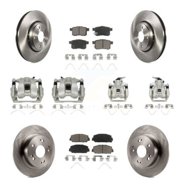 Front Rear Disc Brake Caliper Rotors And Ceramic Pads Kit (10Pc) For Honda Accord KC8-101223C