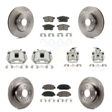 Front Rear Disc Brake Caliper Rotors And Ceramic Pads Kit (10Pc) For Honda Accord KC8-101224C