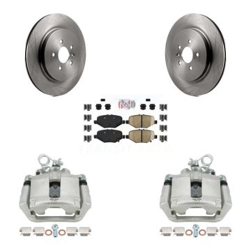 Rear Disc Brake Caliper Rotor Semi-Metallic Pad Kit For Ford Explorer Flex Taurus Police KC8-101224N