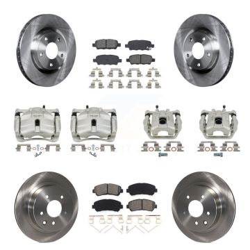 Front Rear Disc Brake Caliper Rotor Semi-Metallic Pad Kit (10Pc) For Nissan Rogue Select KC8-101224S