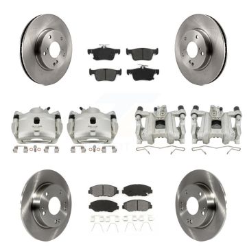 Front Rear Disc Brake Caliper Rotors And Semi-Metallic Pads Kit (10Pc) For Honda Civic KC8-101225S