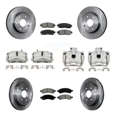 Front Rear Brake Caliper Rotor Semi-Metallic Pad Kit (10Pc) For GMC Acadia Buick Enclave KC8-101228S