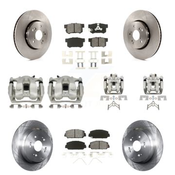 Front Rear Disc Brake Caliper Rotor Semi-Metallic Pad Kit (10Pc) For 2016-2018 Acura RDX KC8-101229S