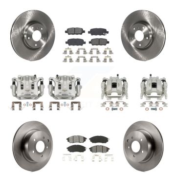 Front Rear Brake Caliper Rotors Semi-Metallic Pad Kit (10Pc) For 2008-2012 INFINITI EX35 KC8-101234S