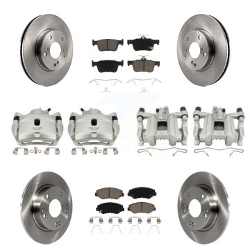 Front Rear Disc Brake Caliper Rotors And Ceramic Pads Kit (10Pc) For Honda Civic KC8-101239C