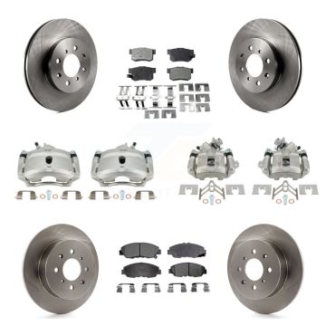 Front Rear Disc Brake Caliper Rotors And Semi-Metallic Pads Kit (10Pc) For Honda Civic KC8-101239P