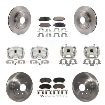 Front Rear Disc Brake Caliper Rotors And Ceramic Pads Kit (10Pc) For Nissan Rogue Sport KC8-101240T