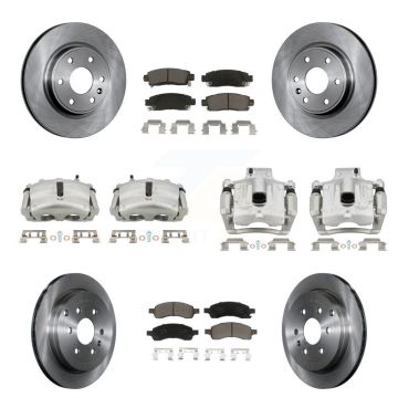 Front Rear Disc Brake Caliper Rotors Ceramic Pad Kit (10Pc) For GMC Acadia Buick Enclave KC8-101242C