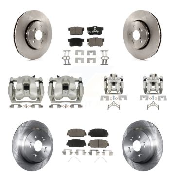Front Rear Disc Brake Caliper Rotors And Ceramic Pads Kit (10Pc) For 2016-2018 Acura RDX KC8-101243C