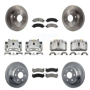 Front Rear Brake Caliper Rotor & Semi-Metallic Pad Kit (10Pc) For GMC Yukon Chevrolet XL KC8-101243S