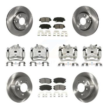 Front Rear Disc Brake Caliper Rotors Semi-Metallic Pad Kit (10Pc) For 2012-2013 Kia Soul KC8-101244S