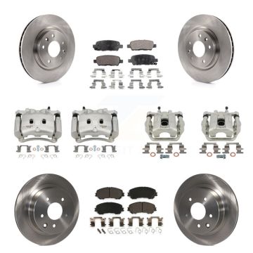 Front Rear Disc Brake Caliper Rotors And Ceramic Pads Kit (10Pc) For Nissan Rogue KC8-101244T