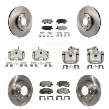 Front Rear Brake Caliper Rotors Semi-Metallic Pad Kit (10Pc) For Kia Forte SX with Sedan KC8-101245P
