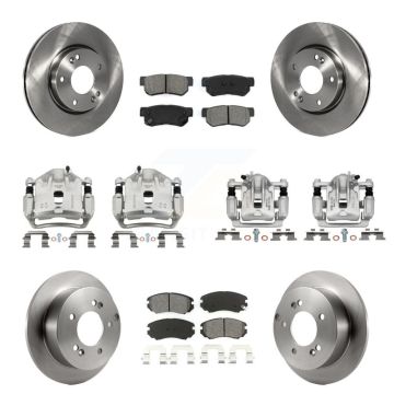 Front Rear Disc Brake Caliper Rotors Semi-Metallic Pad Kit (10Pc) For Hyundai Sonata Kia KC8-101245S