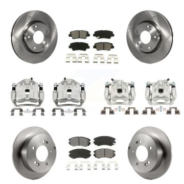 Front Rear Disc Brake Caliper Rotor Semi-Metallic Pad Kit (10Pc) For Hyundai Sonata 2.4L KC8-101246S