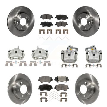 Front Rear Brake Caliper Rotor Semi-Metallic Pad Kit (10Pc) For Hyundai Veloster Elantra KC8-101247P