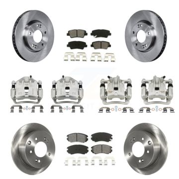 Front Rear Brake Caliper Rotors Semi-Metallic Pad Kit (10Pc) For 2010-2011 Kia Soul 2.0L KC8-101248S