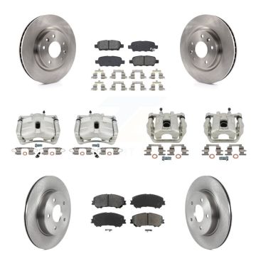 Front Rear Brake Caliper Rotor Semi-Metallic Pad Kit (10Pc) For 19 Nissan Rogue Sport SL KC8-101254S