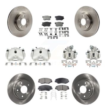 Front Rear Brake Caliper Rotors & Semi-Metallic Pad Kit (10Pc) For Honda Civic Acura ILX KC8-101256P
