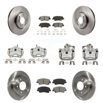 Front Rear Brake Caliper Rotors Semi-Metallic Pad Kit (10Pc) For Kia Forte SX with Sedan KC8-101256S