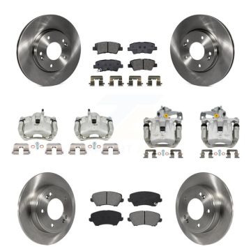 Front Rear Brake Caliper Rotor Semi-Metallic Pad Kit (10Pc) For Hyundai Veloster Elantra KC8-101258S
