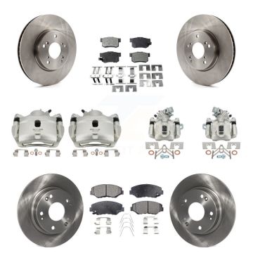 Front Rear Disc Brake Caliper Rotors And Semi-Metallic Pads Kit (10Pc) For Honda Civic KC8-101261P