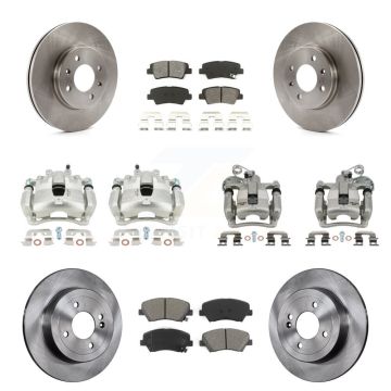 Front Rear Brake Caliper Rotor Semi-Metallic Pad Kit (10Pc) For 2012-2016 Hyundai Accent KC8-101262S