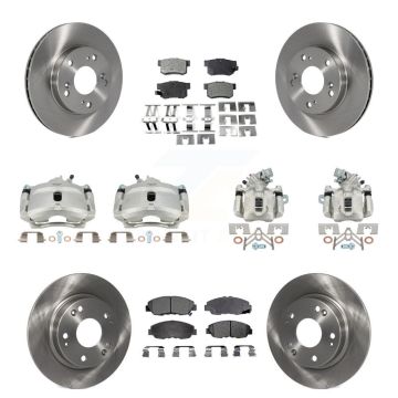 Front Rear Disc Brake Caliper Rotors And Semi-Metallic Pads Kit (10Pc) For Honda Civic KC8-101263P