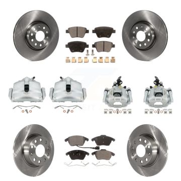 Front Rear Disc Brake Caliper Rotors And Semi-Metallic Pad Kit (10Pc) For Volkswagen GTI KC8-101266P