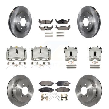 Front Rear Brake Caliper Rotors Semi-Metallic Pad Kit (10Pc) For Ford F-150 Lincoln Mark KC8-101269P