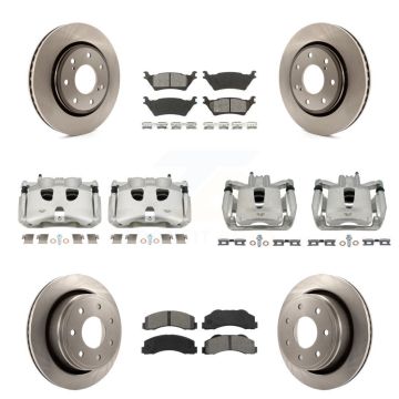 Front Rear Disc Brake Caliper Rotors And Semi-Metallic Pads Kit (10Pc) For Ford F-150 KC8-101269S