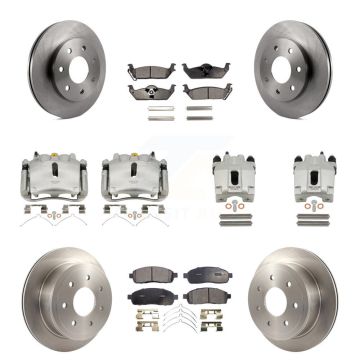 Front Rear Brake Caliper Rotors Semi-Metallic Pad Kit (10Pc) For Ford F-150 Lincoln Mark KC8-101270P