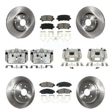 Front Rear Disc Brake Caliper Rotors And Semi-Metallic Pads Kit (10Pc) For Acura MDX ZDX KC8-101270S