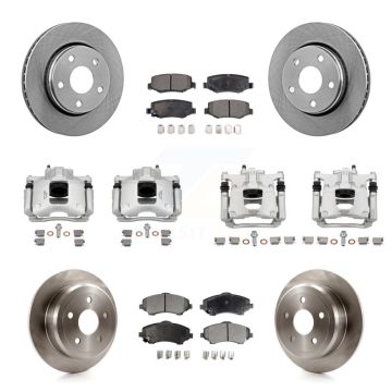 Front Rear Disc Brake Caliper Rotors And Ceramic Pads Kit (10Pc) For Jeep Wrangler KC8-101271T