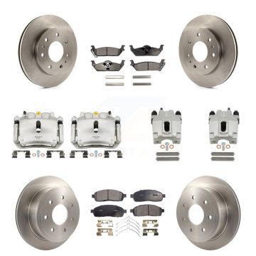 Front Rear Disc Brake Caliper Rotors And Semi-Metallic Pads Kit (10Pc) For Ford F-150 KC8-101275P