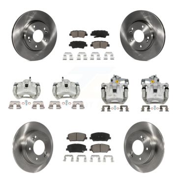 Front Rear Brake Caliper Rotor & Ceramic Pad Kit (10Pc) For 2014 Kia Forte LX with Sedan KC8-101276C