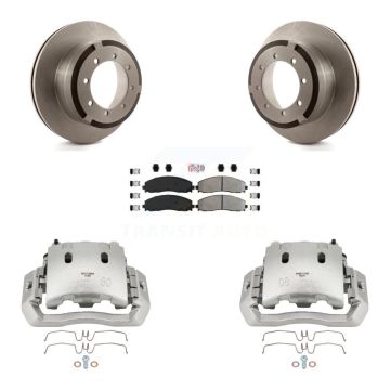 Rear Disc Brake Caliper Rotors And Semi-Metallic Pads Kit For Ford F-450 Super Duty KC8-101278N