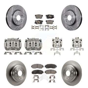 Front Rear Disc Brake Caliper Rotors And Ceramic Pads Kit (10Pc) For Honda Crosstour KC8-101281T
