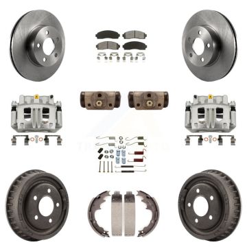 Front Rear Disc Brake Caliper Rotors Drum Semi-Metallic Pad Shoe Cylinder Kit (11Pc) For KC8-101283S