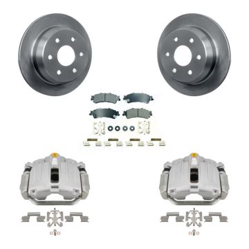 Rear Brake Caliper Rotor & Semi-Metallic Pad Kit For Chevrolet GMC Silverado 1500 Sierra KC8-101285N