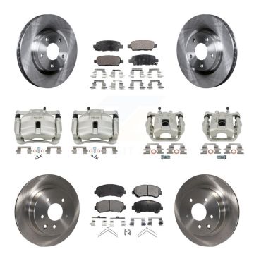 Front Rear Disc Brake Caliper Rotors And Ceramic Pads Kit (10Pc) For Nissan Rogue Select KC8-101285T