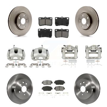 Front Rear Disc Brake Caliper Rotors & Semi-Metallic Pad Kit (10Pc) For 2006 Lexus GS300 KC8-101289S