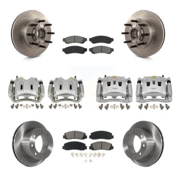 Front Rear Brake Caliper Rotors & Semi-Metallic Pad Kit (10Pc) For Ford F-250 Super Duty KC8-101290S