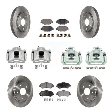 Front Rear Disc Brake Caliper Rotors And Semi-Metallic Pads Kit (10Pc) For Ram C/V KC8-101291P