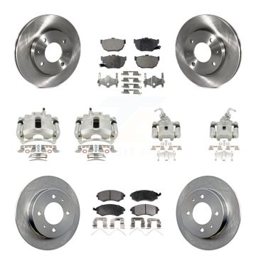 Front Rear Disc Brake Caliper Rotor And Semi-Metallic Pad Kit (10Pc) For Hyundai Elantra KC8-101293P