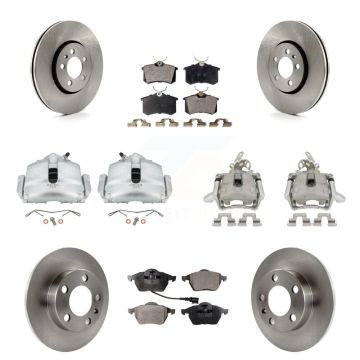 Front Rear Brake Caliper Rotor And Ceramic Pad Kit (10Pc) For 2006 Volkswagen Jetta 2.0L KC8-101293T