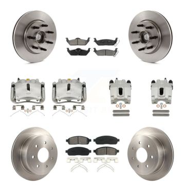 Front Rear Brake Caliper Rotors Semi-Metallic Pad Kit (10Pc) For Ford F-150 Lincoln Mark KC8-101294S