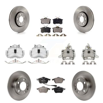 Front Rear Brake Caliper Rotors Ceramic Pad Kit (10Pc) For 06 Volkswagen Jetta 2.5L/1.9L KC8-101294T